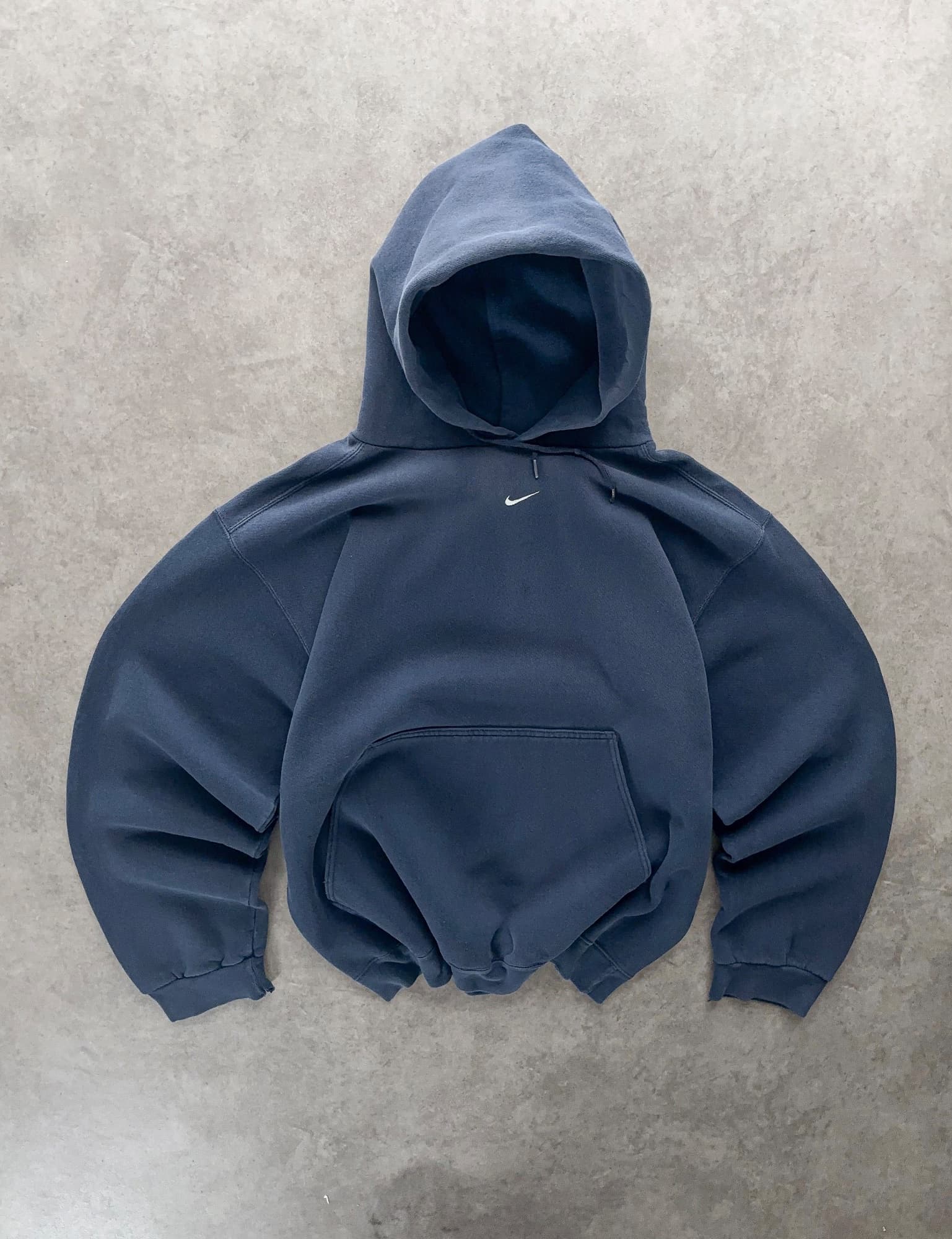 Nike Vintage Nike Centre Swoosh Hoodie Navy Blue - Good - L - Fabricsonder