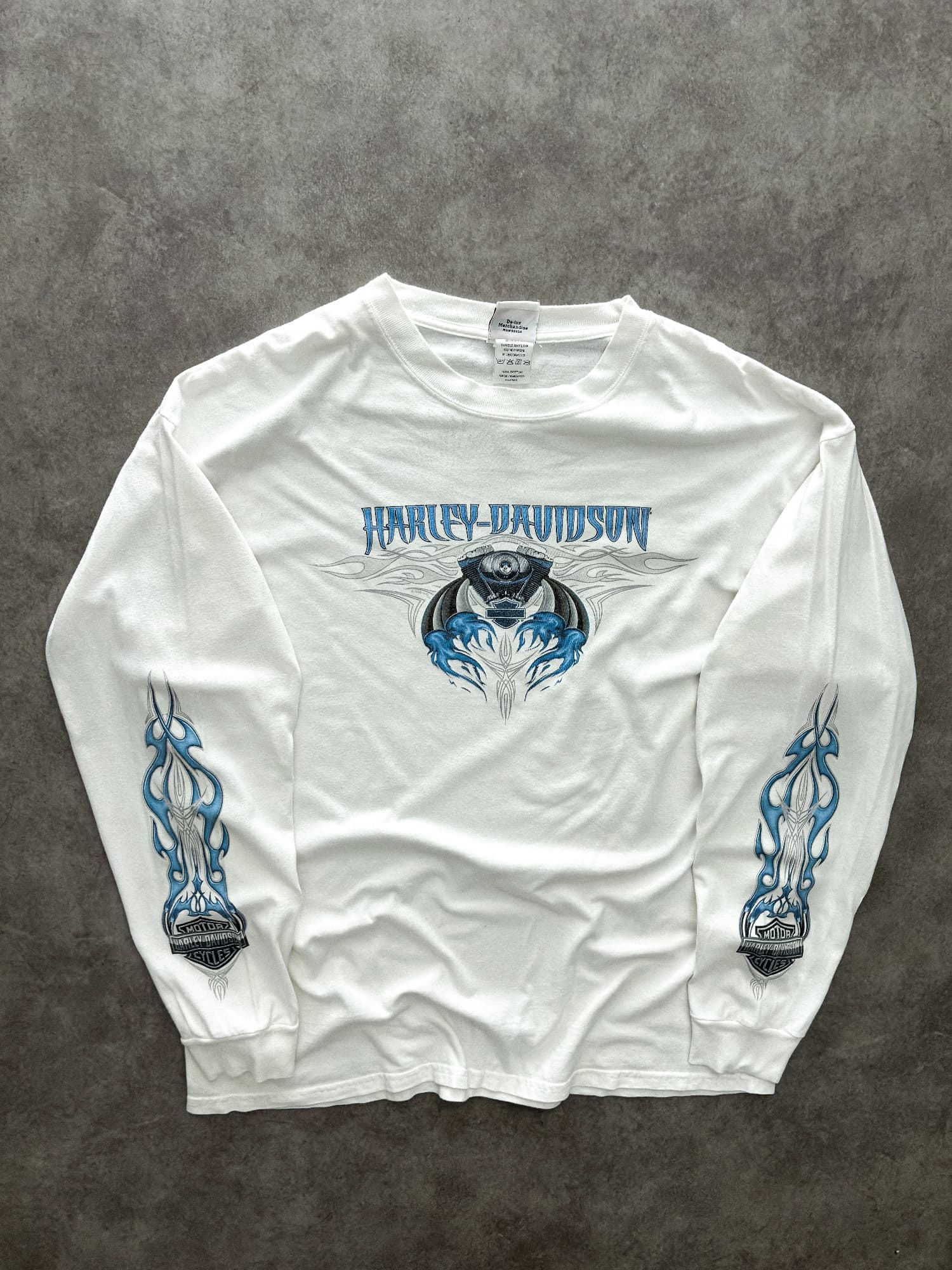 Harley Davidson Vintage Harley Davidson Longsleeve Flames - Excellent - XL - Fabricsonder