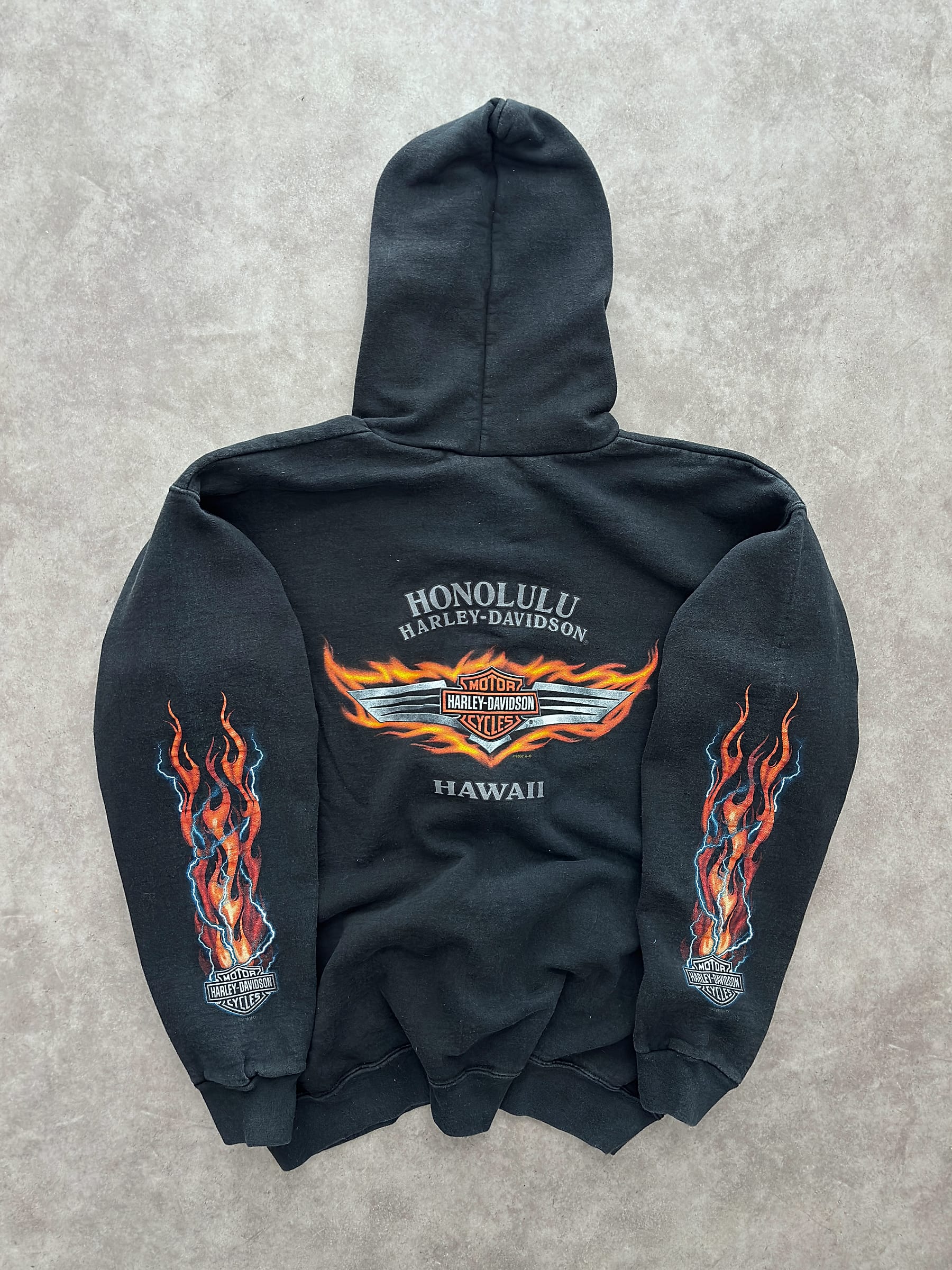 Harley Davidson Vintage Harley Davidson Zip Up Hoodie Flames Print - foto 4 - Fabricsonder