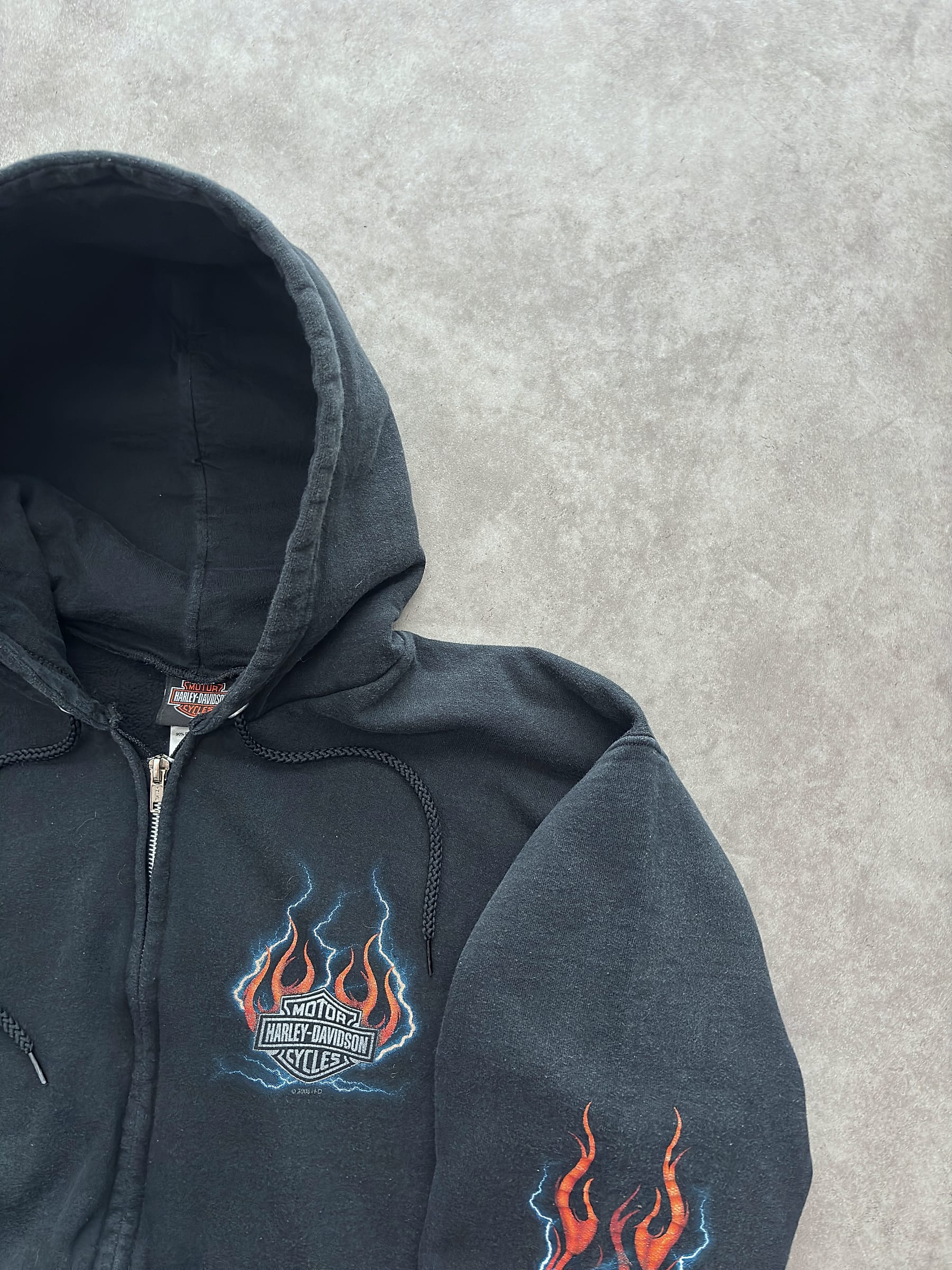 Harley Davidson Vintage Harley Davidson Zip Up Hoodie Flames Print - foto 3 - Fabricsonder