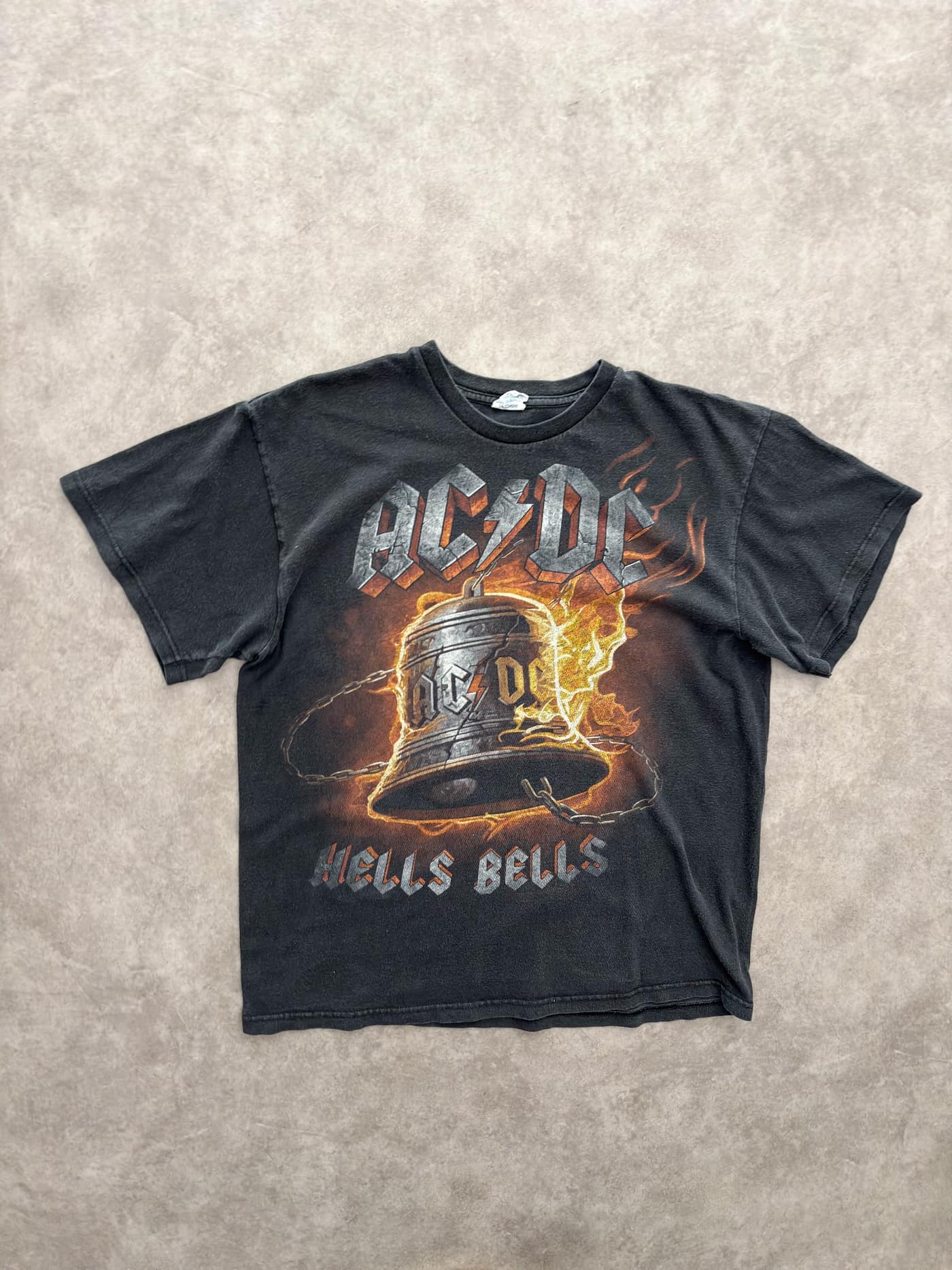 ACDC Vintage ACDC T Shirt Sunfaded Black Made In Mexico - Very Good - L - Fabricsonder
