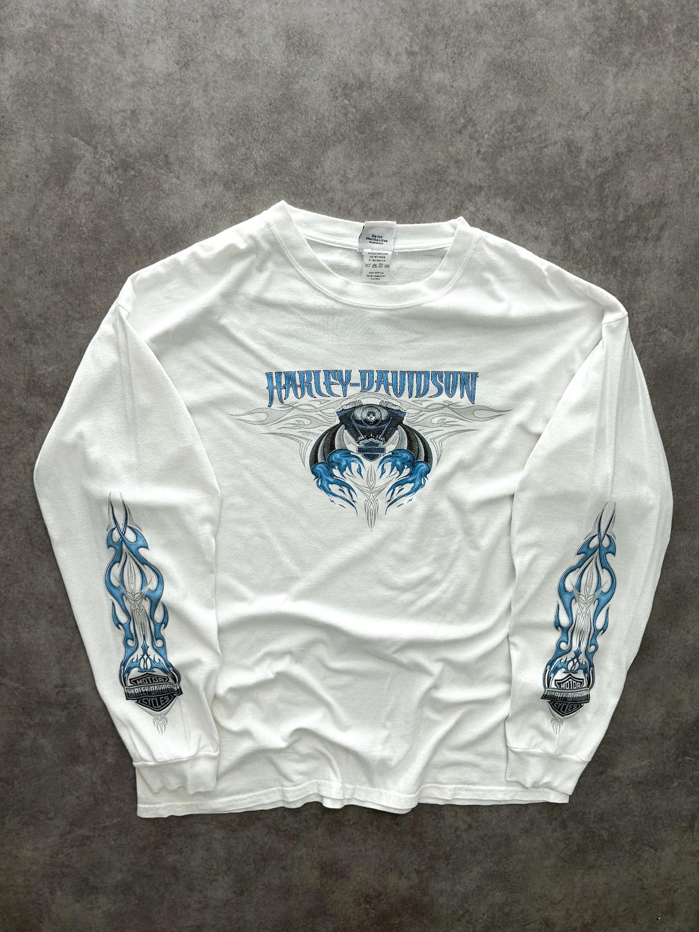Harley Davidson Vintage Harley Davidson Longsleeve Flames - Excellent - XL - Fabricsonder
