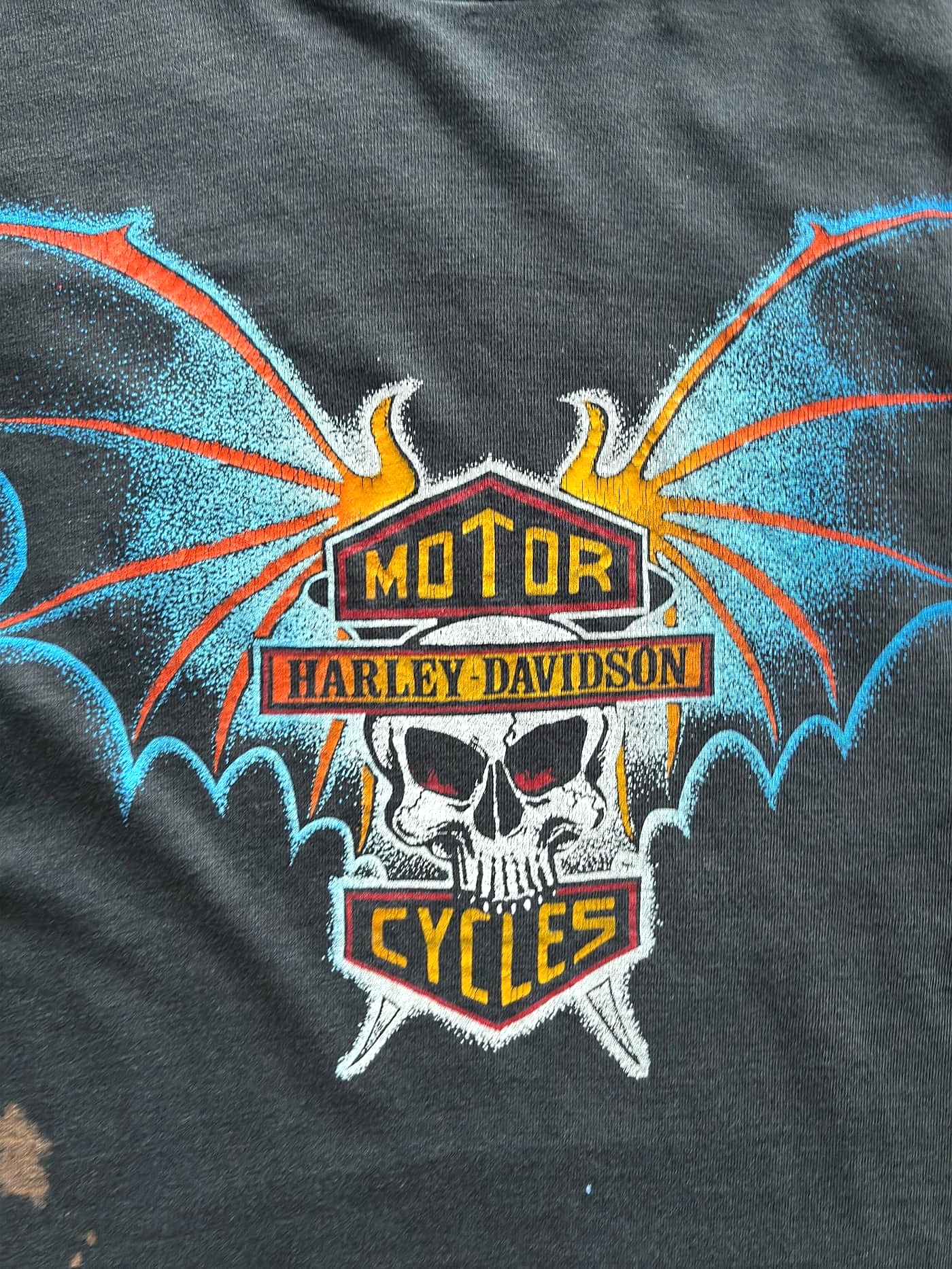 Harley Davidson Vintage Harley Davidson 3d Emblem Bat Skull T Shirt Single Stitch - view 3 - Fabricsonder