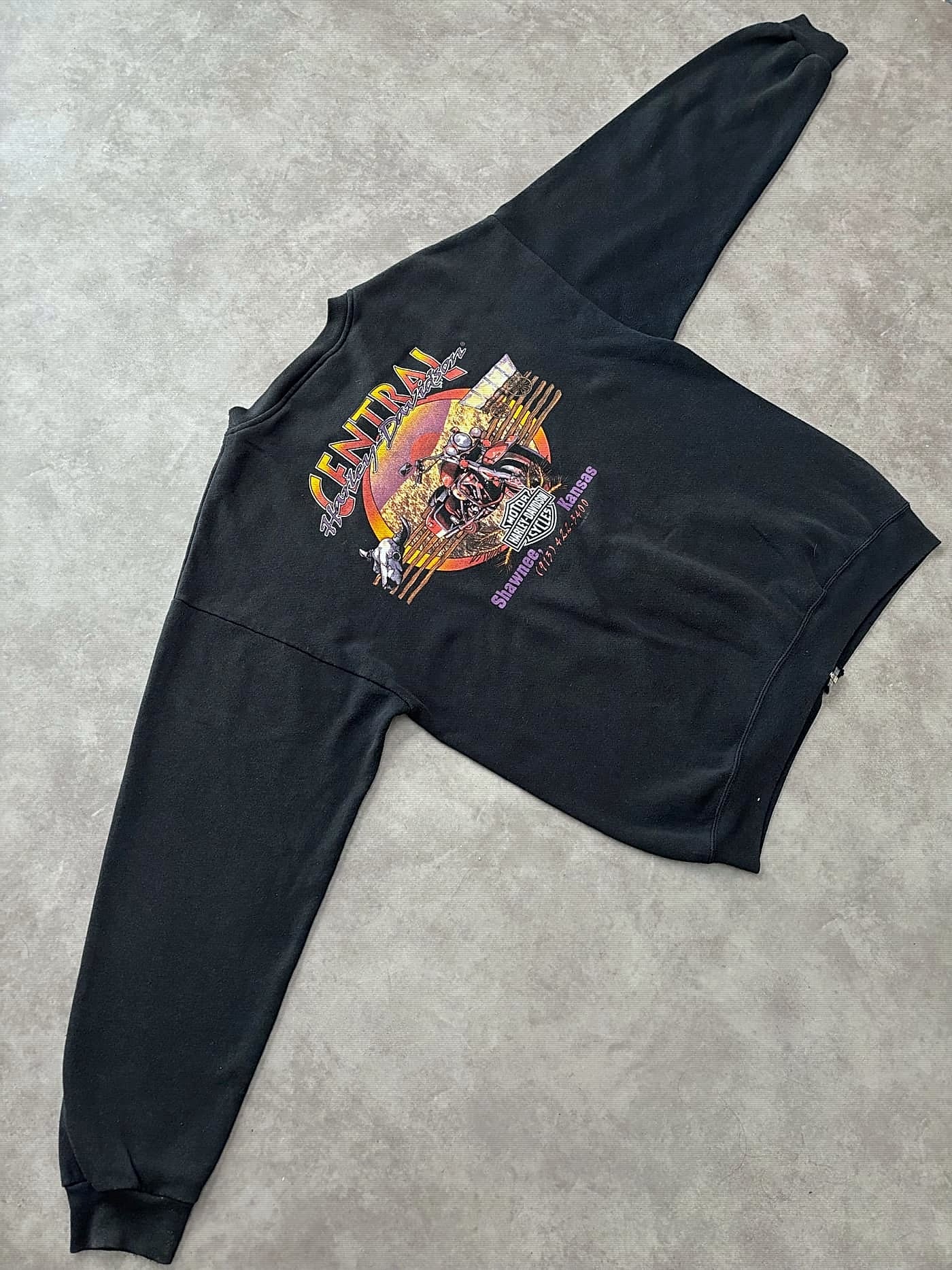Harley Davidson Vintage Harley Davidson Zip Up Crewneck 90s Made In USA - foto 3 - Fabricsonder