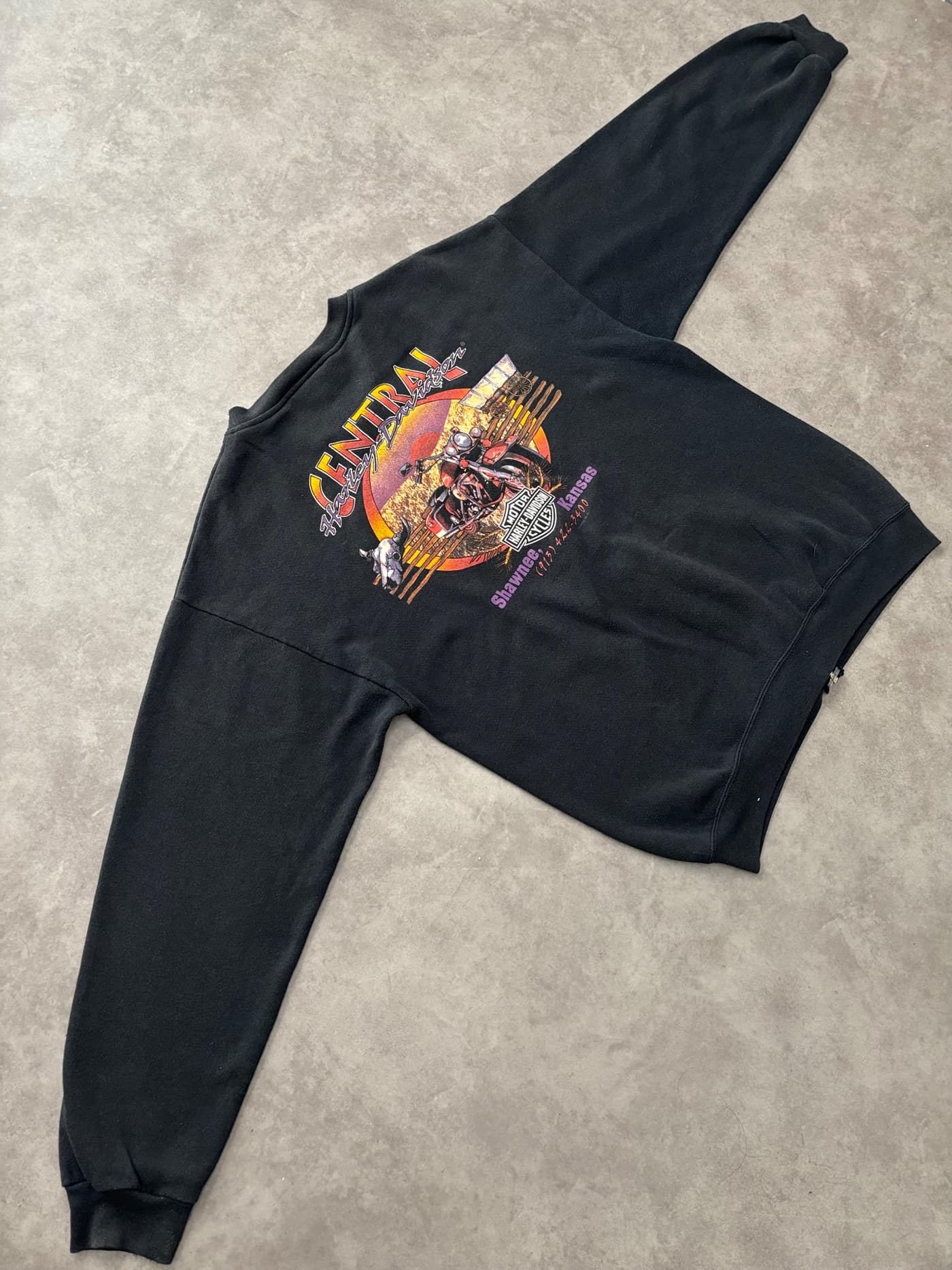 Harley Davidson Vintage Harley Davidson Zip Up Crewneck 90s Made In USA - view 3 - Fabricsonder
