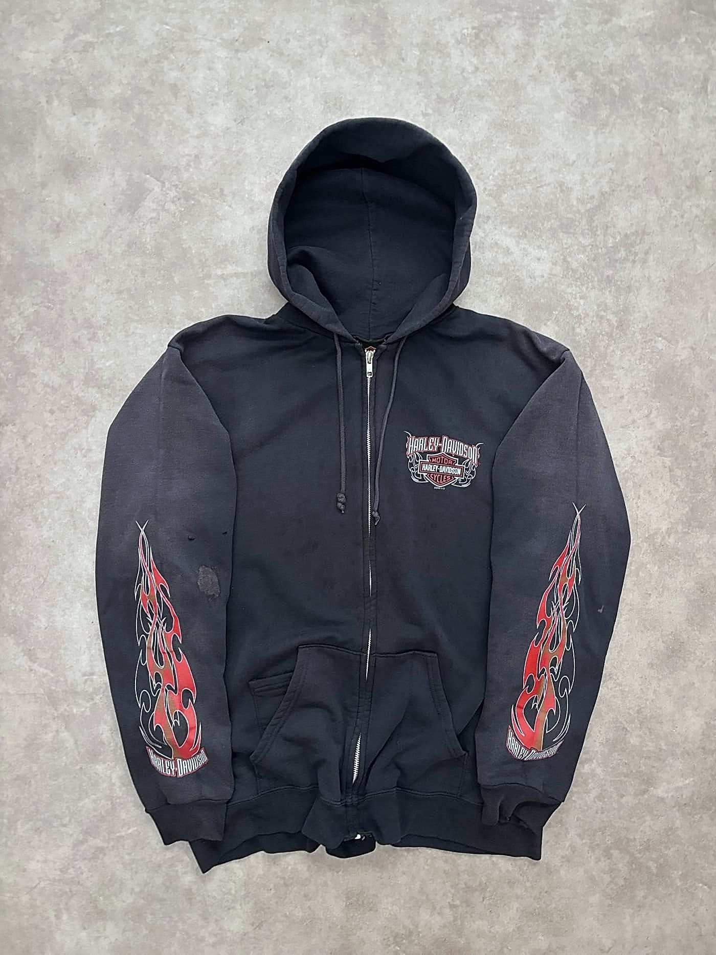 Harley Davidson Vintage Sunfaded Zip Up Hoodie - M - Fabricsonder