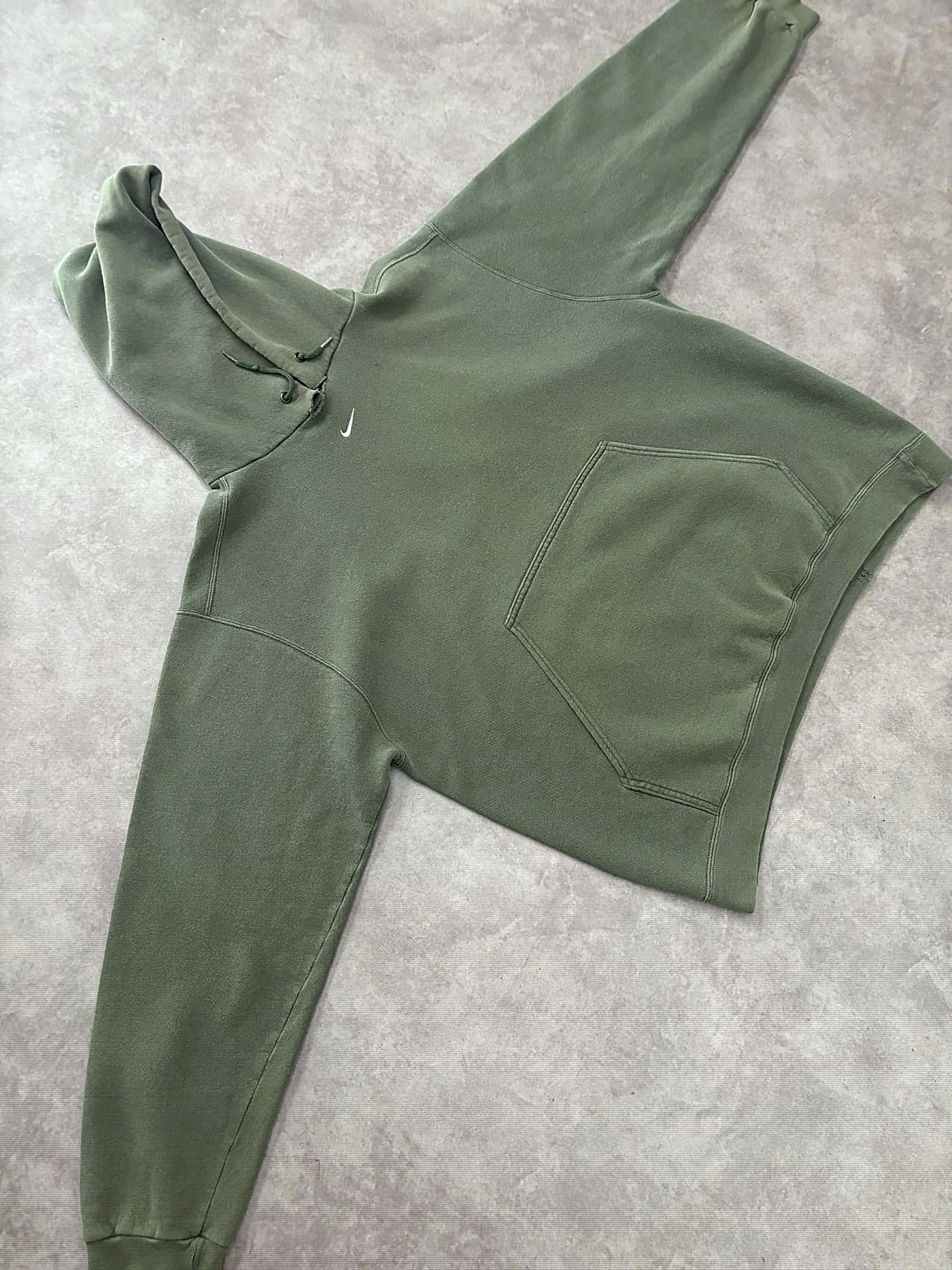 Nike Vintage Centre Swoosh Hoodie Sunfaded Olive Green - view 3 - Fabricsonder