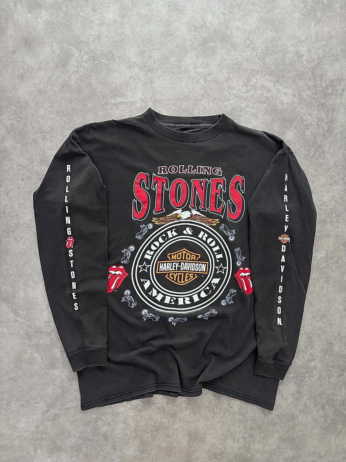 Harley Davidson Vintage Longsleeve Sunfaded Rolling Stones - M - Fabricsonder
