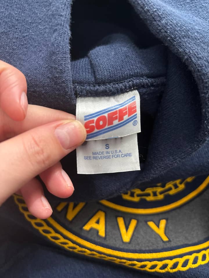 Navy Hoodie Vintage Navy Made In USA Size S - view 5 - Fabricsonder