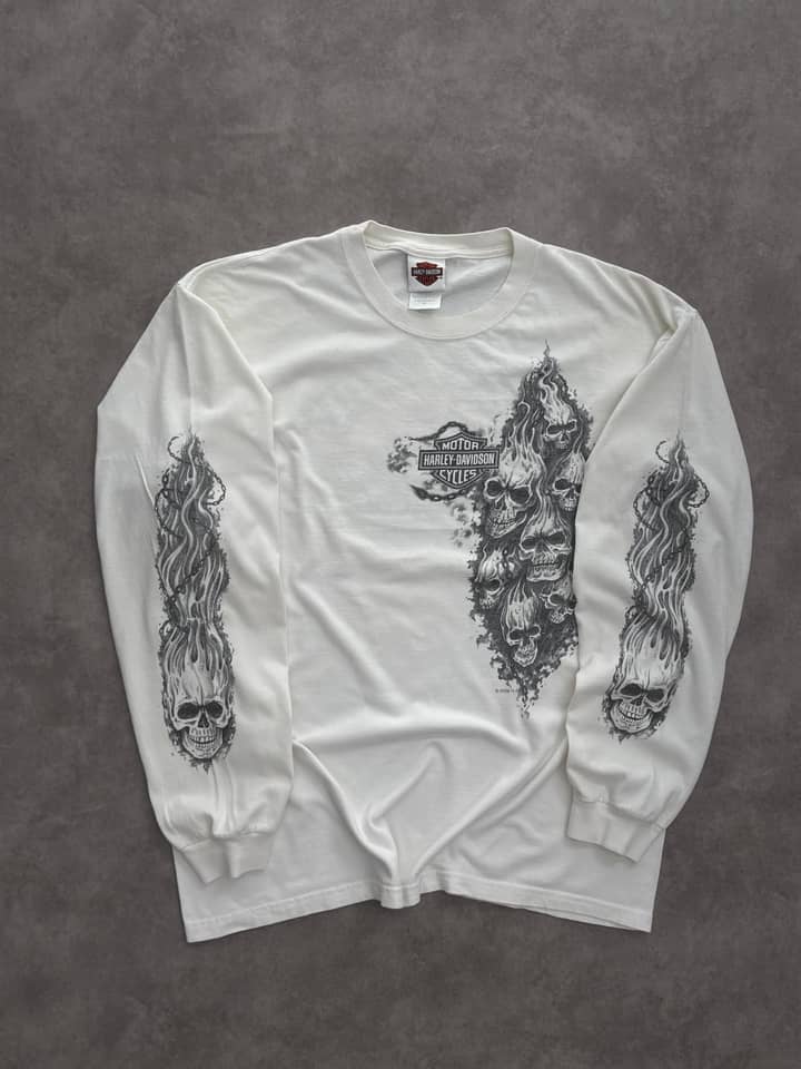 Harley Davidson Vintage Harley Davidson Longsleeve T-Shirt Made In USA - Good - Fabricsonder
