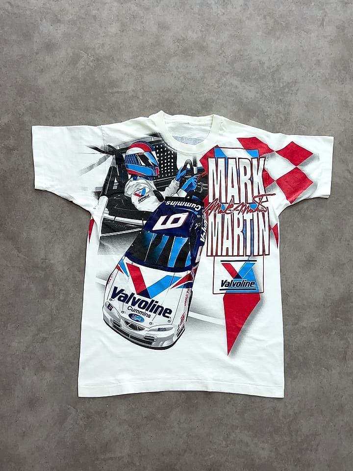 Chase Authentics Vintage Nascar T Shirt Full Print 90s Single Stitch Made In USA - M - Fabricsonder