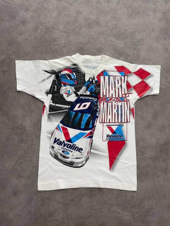 Chase Authentics Vintage Nascar T Shirt Full Print 90s Single Stitch Made In USA - Good - M - Fabricsonder
