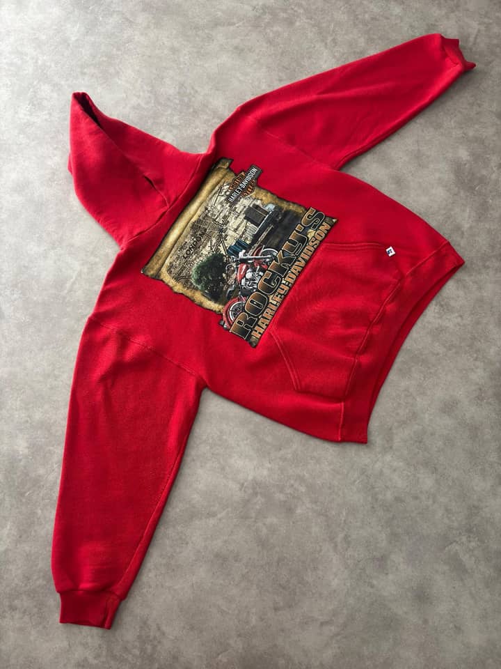 Russell Athletic Vintage Russell Athletic Hoodie Harley Davidson Print - view 3 - Fabricsonder