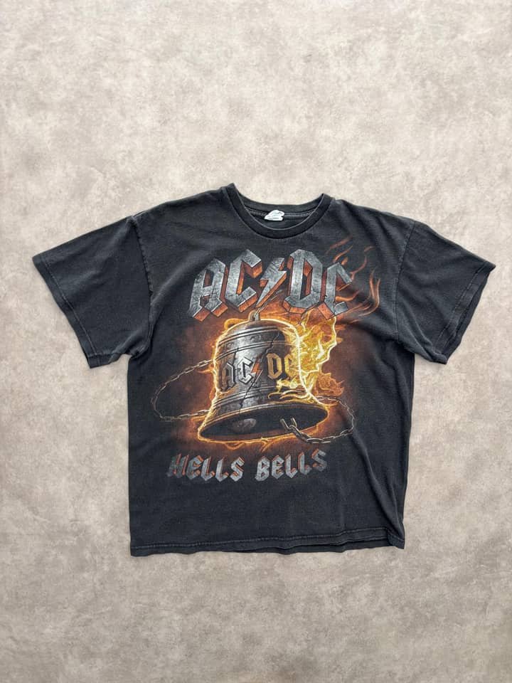 ACDC Vintage ACDC T Shirt Sunfaded Black Made In Mexico - Very Good - L - Fabricsonder