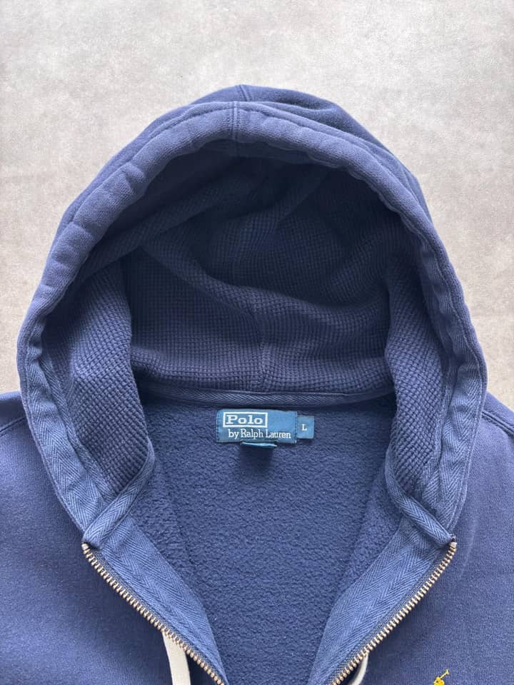 Ralph Lauren Vintage Ralph Lauren Zip Up Hoodie Navy Blue - view 6 - Fabricsonder