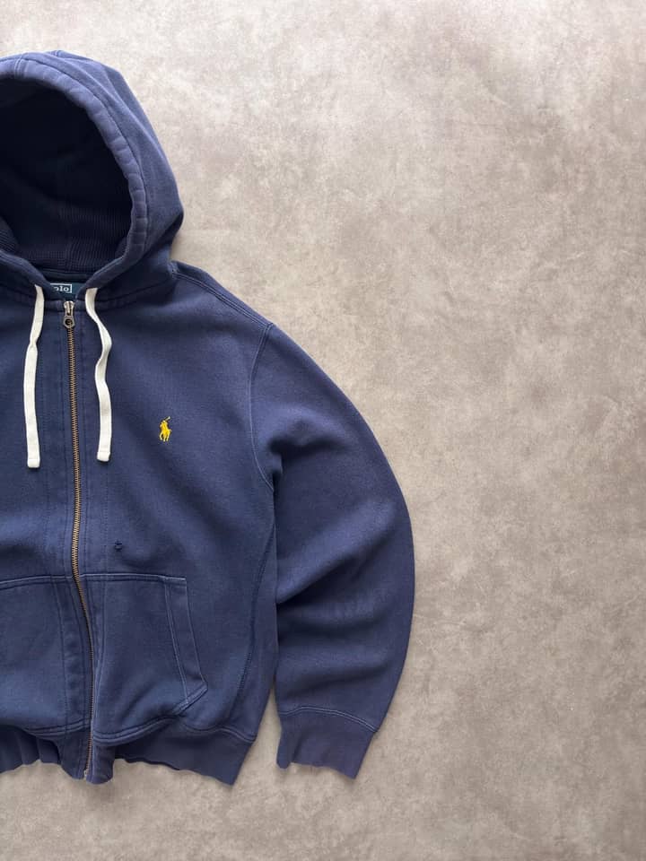 Ralph Lauren Vintage Ralph Lauren Zip Up Hoodie Navy Blue - view 2 - Fabricsonder
