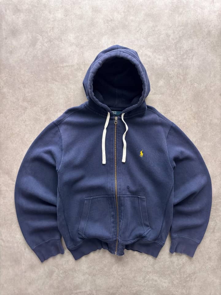 Ralph Lauren Vintage Ralph Lauren Zip Up Hoodie Navy Blue - Very Good - L - Fabricsonder