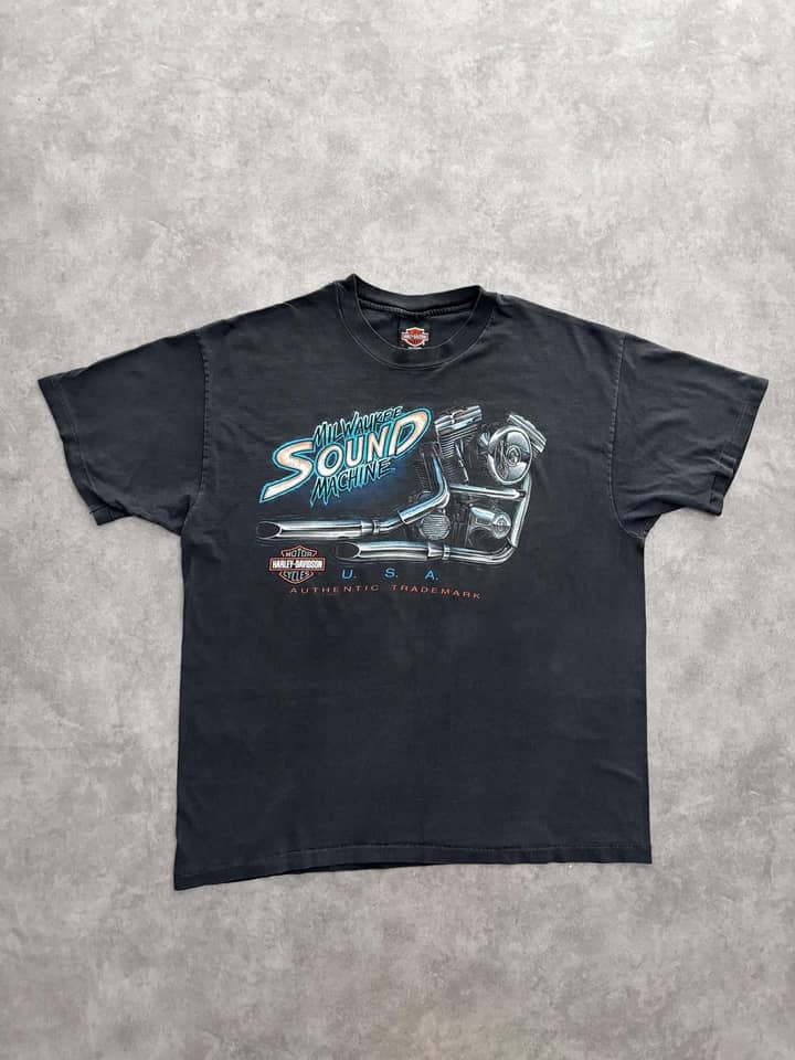 Harley Davidson Vintage Harley Davidson T Shirt Single Stitch 90s Made In Usa - Excellent - XL - Fabricsonder