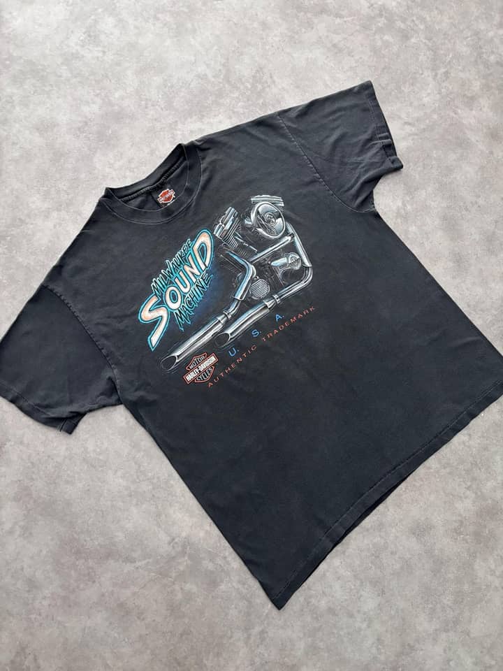Harley Davidson Vintage Harley Davidson T Shirt Single Stitch 90s Made In Usa - view 2 - Fabricsonder