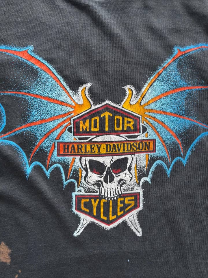 Harley Davidson Vintage Harley Davidson 3d Emblem Bat Skull T Shirt Single Stitch - view 3 - Fabricsonder