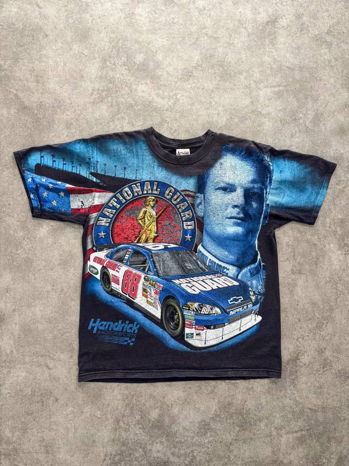 Chase Authentics Vintage Nascar T Shirt Full Print Sunfaded - Excellent - L - Fabricsonder