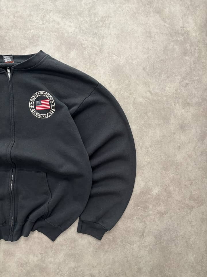 Harley Davidson Vintage Harley Davidson Zip Up Crewneck 90s Made In USA - view 2 - Fabricsonder