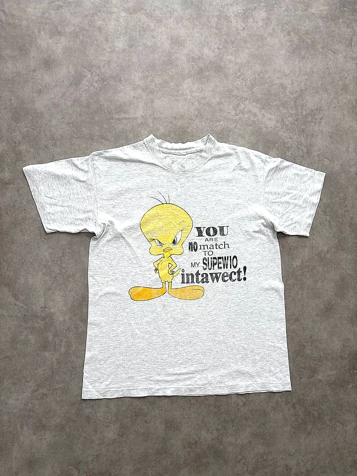 Warner Bros T Shirt Vintage Tweety Bird Single Stitch - S/M - Fabricsonder