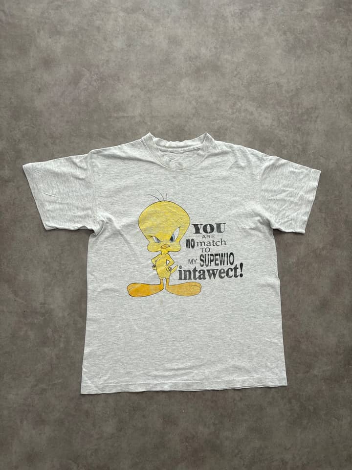 Warner Bros T Shirt Vintage Tweety Bird Single Stitch - Good - S/M - Fabricsonder