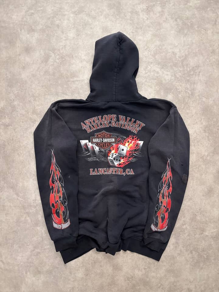 Harley Davidson Vintage Sunfaded Zip Up Hoodie - view 2 - Fabricsonder