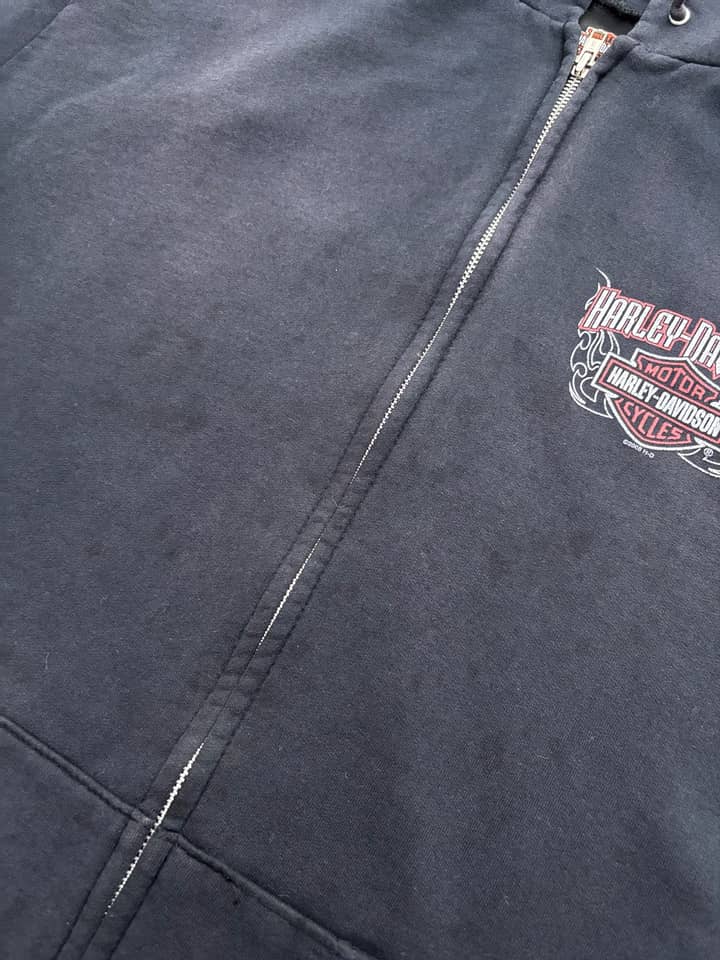 Harley Davidson Vintage Sunfaded Zip Up Hoodie - view 3 - Fabricsonder