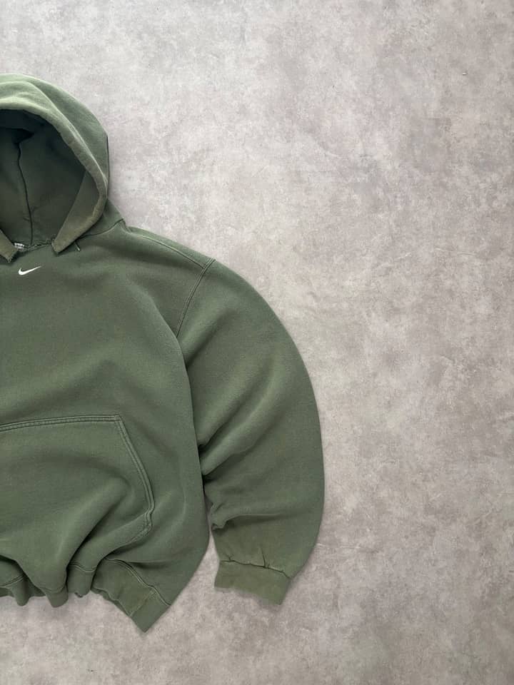 Nike Vintage Centre Swoosh Hoodie Sunfaded Olive Green - view 2 - Fabricsonder