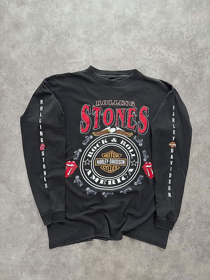 Harley Davidson Vintage Longsleeve Sunfaded Rolling Stones - M - Fabricsonder